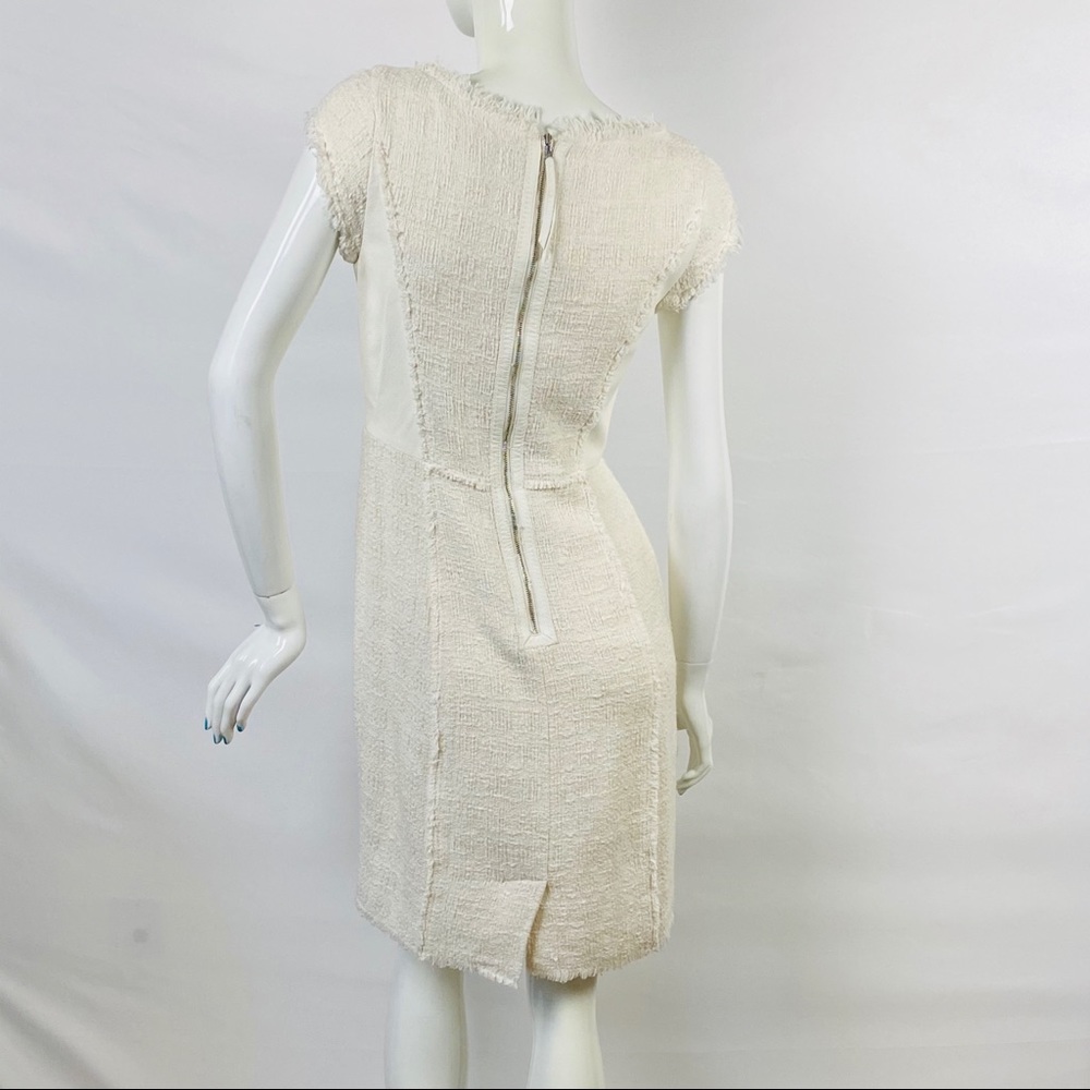 Rebecca Taylor Cream Tweed & Leather Midi-dress 4 - Picture 5 of 9